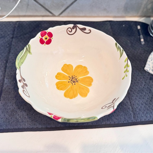 JARDINE Vida Eva Mendes for Espana Handpainted Ceramic 11” Serving Bowl - Picture 3 of 15